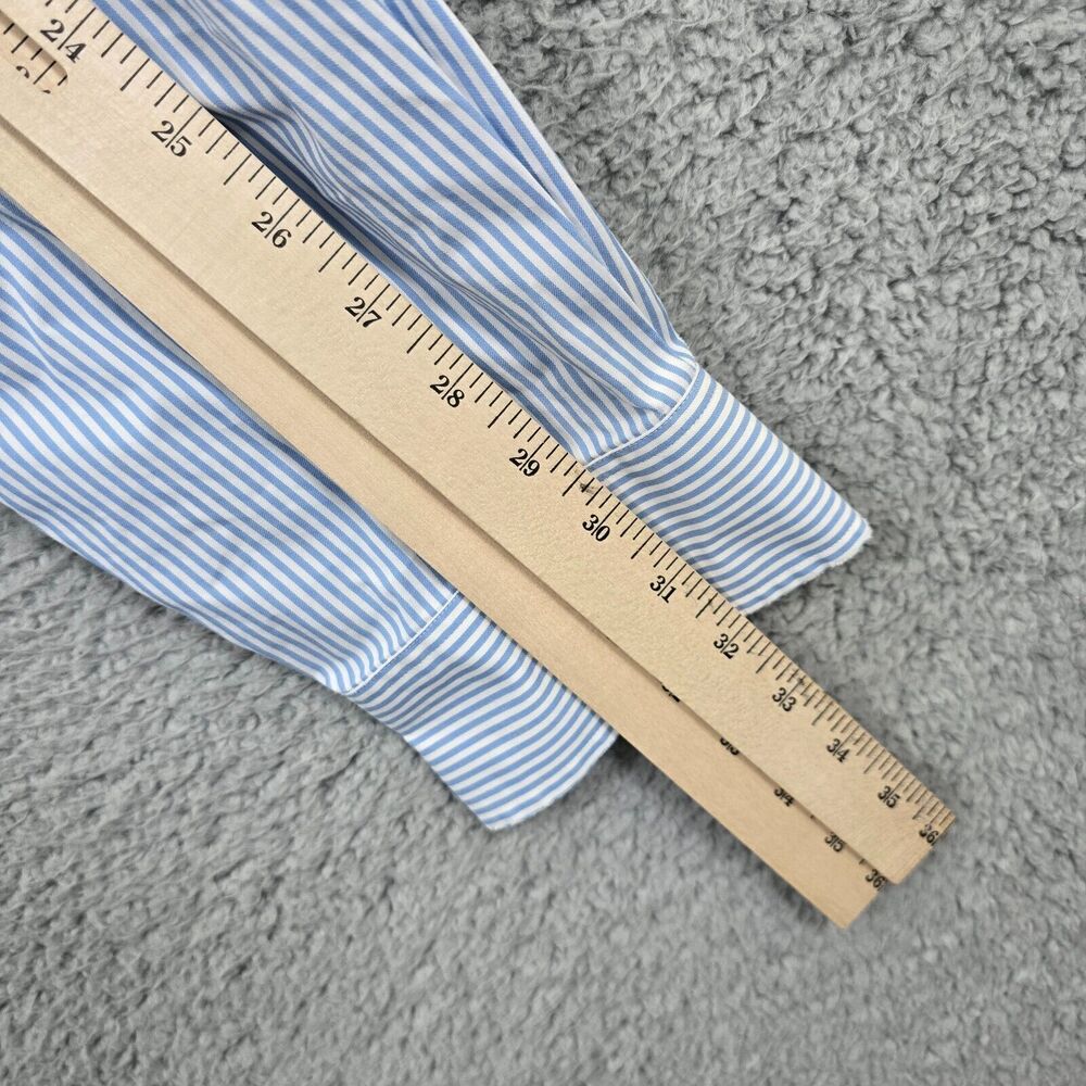 Duluth Trading Men’s Blue White  Striped Button Down Wrinkle Fighter Shirt 2XL - Picture 9 of 11